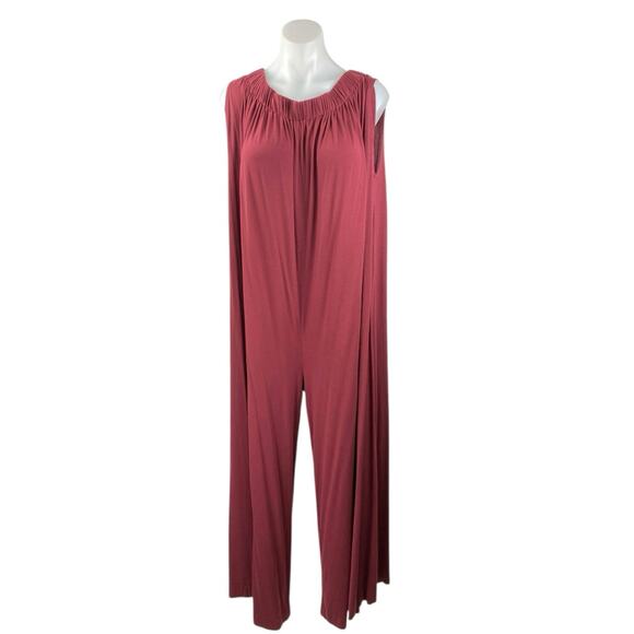 Free People Women's Red Pink Sleeveless Palazzo Wide Leg Romper Jumpsuit Size M - Picture 1 of 5